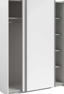 Kleiderschrank Swings - 148x59x203cm - mit Spiegel - 2 Türen - weiß