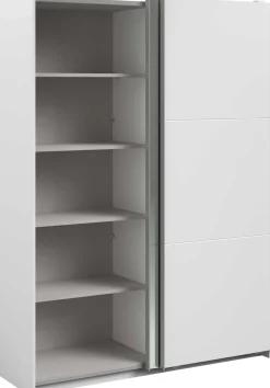 Kleiderschrank Swings - 148x59x203cm - mit Spiegel - 2 Türen - weiß