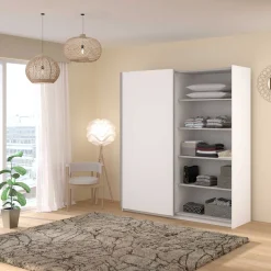 Kleiderschrank Swings - 178x59x203cm - 2 Türen - weiß