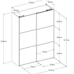 Kleiderschrank Swings - 148x59x203cm - 2 Türen - Eiche Dekor