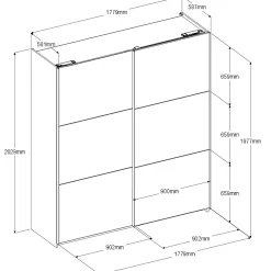 Kleiderschrank Swings - 178x59x203cm - 2 Türen - Eiche Dekor