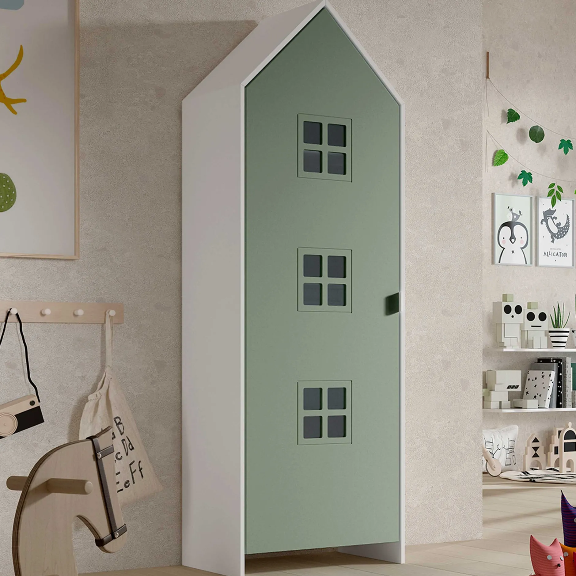 Kleiderschrank 2-teilig Casami Bruges - 115x37x172 cm - rosa/grün