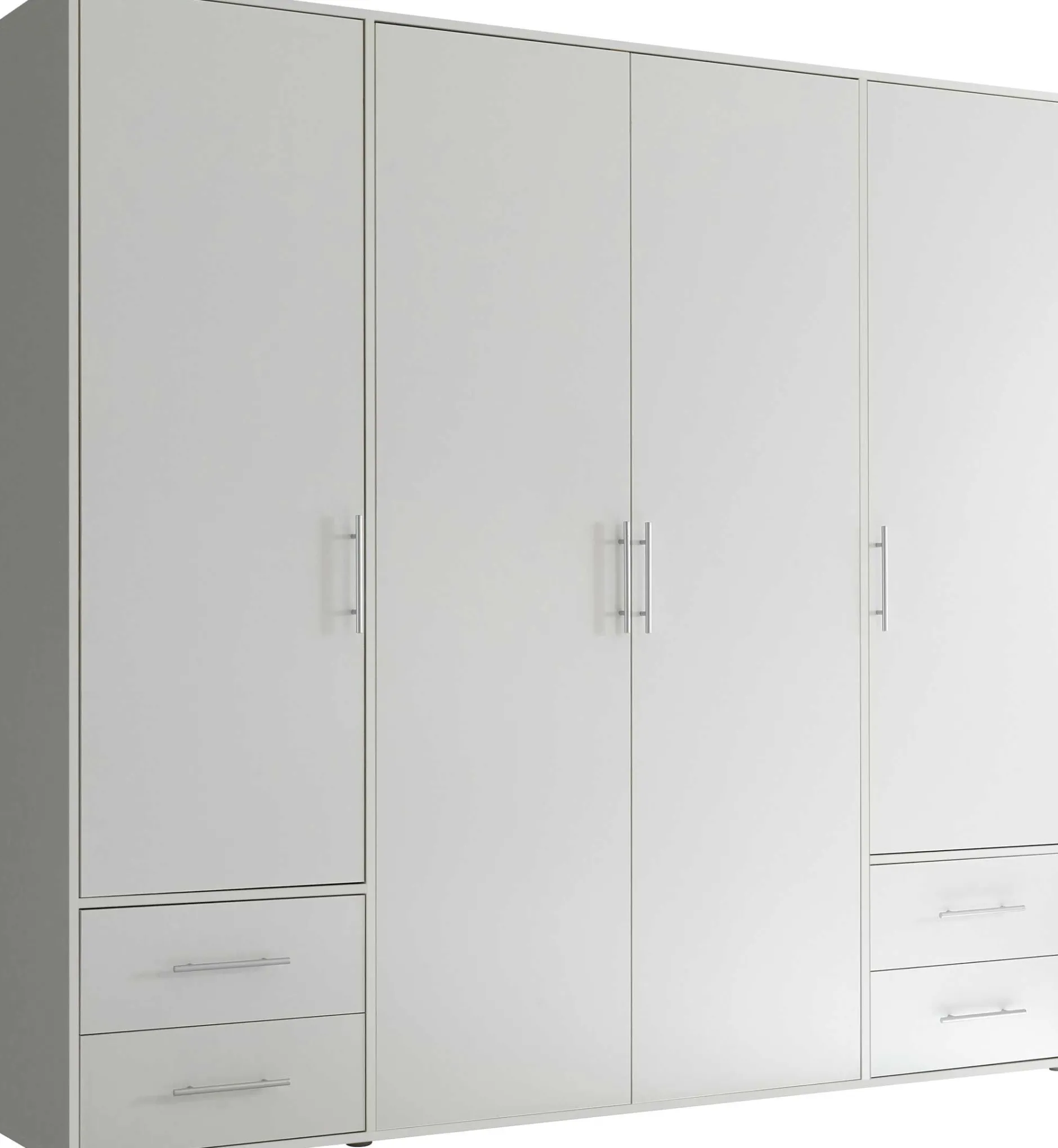 Kleiderschrank Valencia - 206x60x195cm - 4 Türen und 4 Schubladen - weiß