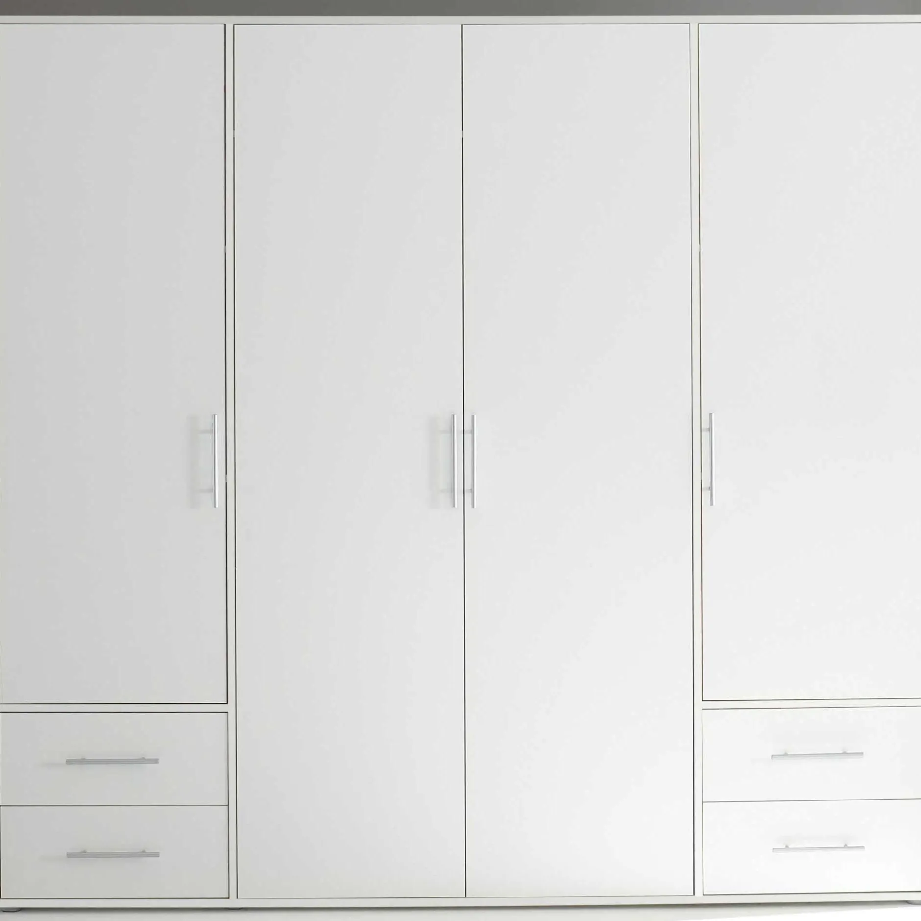 Kleiderschrank Valencia - 206x60x195cm - 4 Türen und 4 Schubladen - weiß
