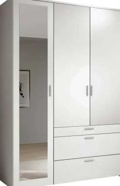 Kleiderschrank Vasili - 135x56x195cm - 3 Türen und 3 Schubladen - weiß