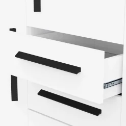 Kleiderschrank Versatil - 135x50x188cm - 4 Türen und 2 Schubladen - weiß