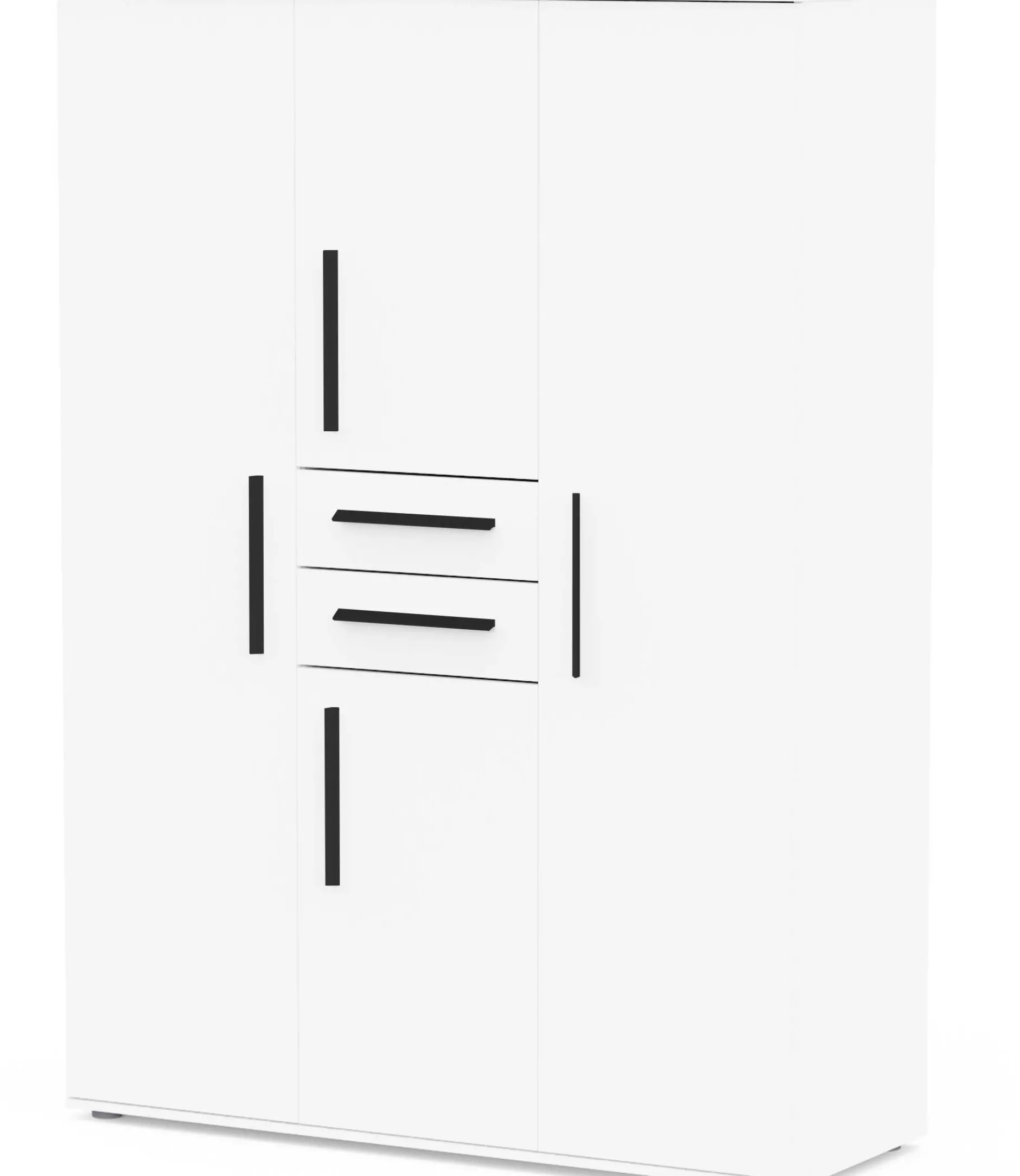 Kleiderschrank Versatil - 135x50x188cm - 4 Türen und 2 Schubladen - weiß