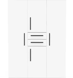 Kleiderschrank Versatil - 135x50x188cm - 4 Türen und 2 Schubladen - weiß