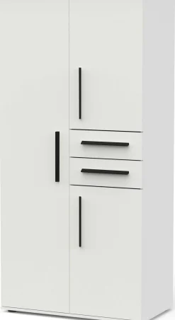 Kleiderschrank Versatil - 90x50x188cm - 3 Türen und 2 Schubladen - weiß
