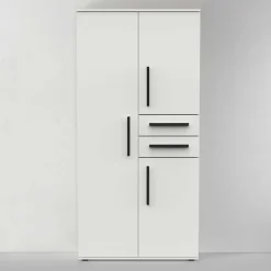 Kleiderschrank Versatil - 90x50x188cm - 3 Türen und 2 Schubladen - weiß