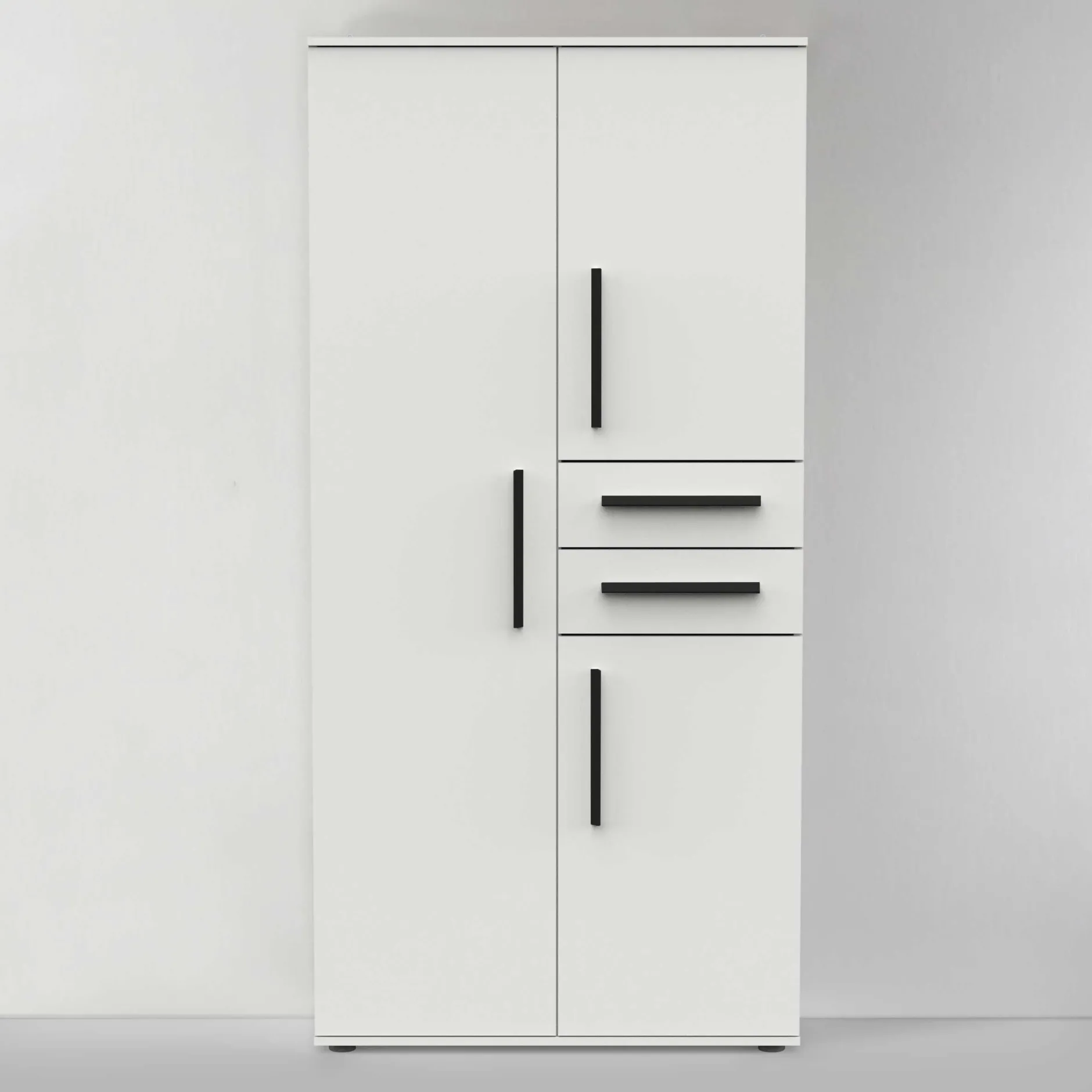 Kleiderschrank Versatil - 90x50x188cm - 3 Türen und 2 Schubladen - weiß