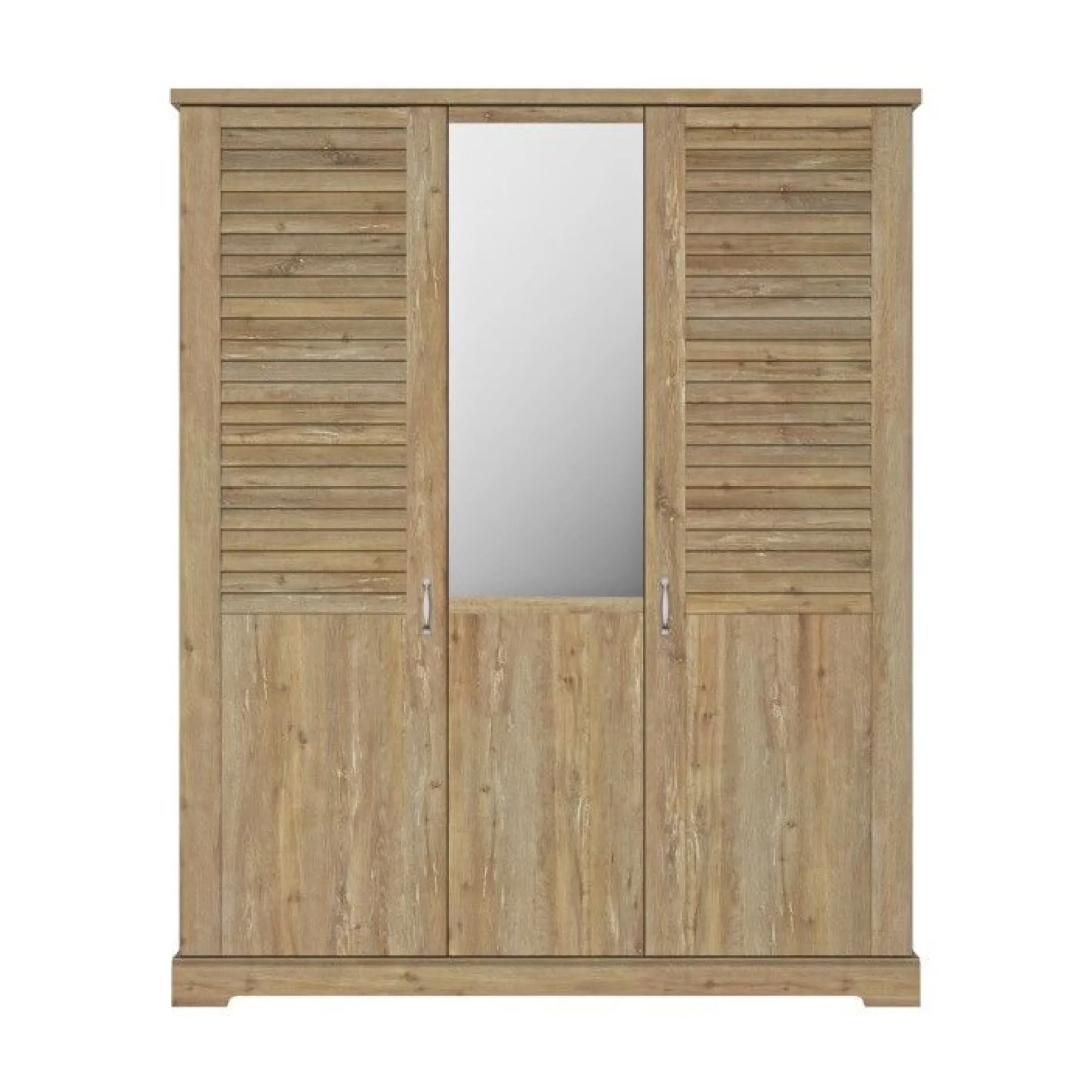 Kleiderschrank Wanda 170 cm 3 Türen und Spiegel - Braunes Kastanienholz
