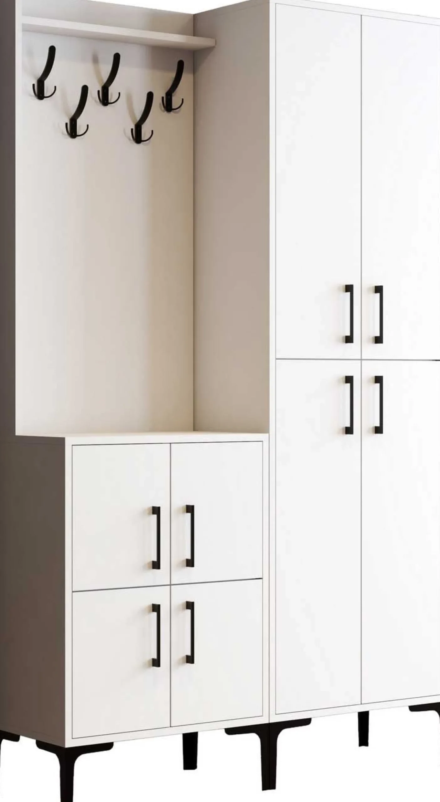 Kleiderschrank - 150x35x200cm - 8 Türen - weiß