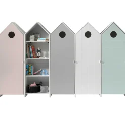 4 Kleiderschränke Bücherregal Casami - rosa/weiß/grau/mintgrün