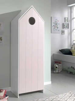 2 Kleiderschränke Bücherregal Casami - weiß/rosa