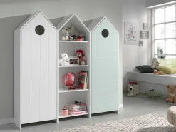2 Kleiderschränke Bücherregal Casami - mintgrün/weiß
