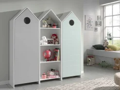 2 Kleiderschränke Bücherregal Casami - mintgrün/weiß/grau