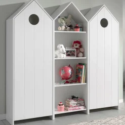 2 Kleiderschränke Bücherregal Casami - weiß