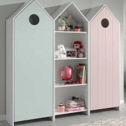 2 Kleiderschränke Bücherregal Casami - mintgrün/weiß/rosa