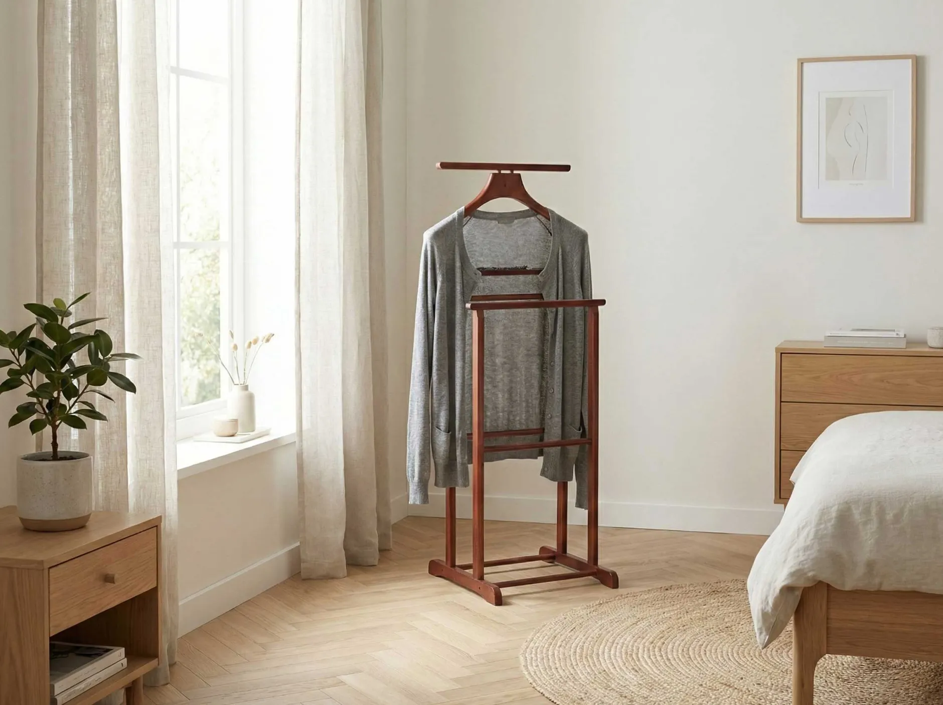 Kleiderständer mit Hosenbügel | Kirschholzdesign