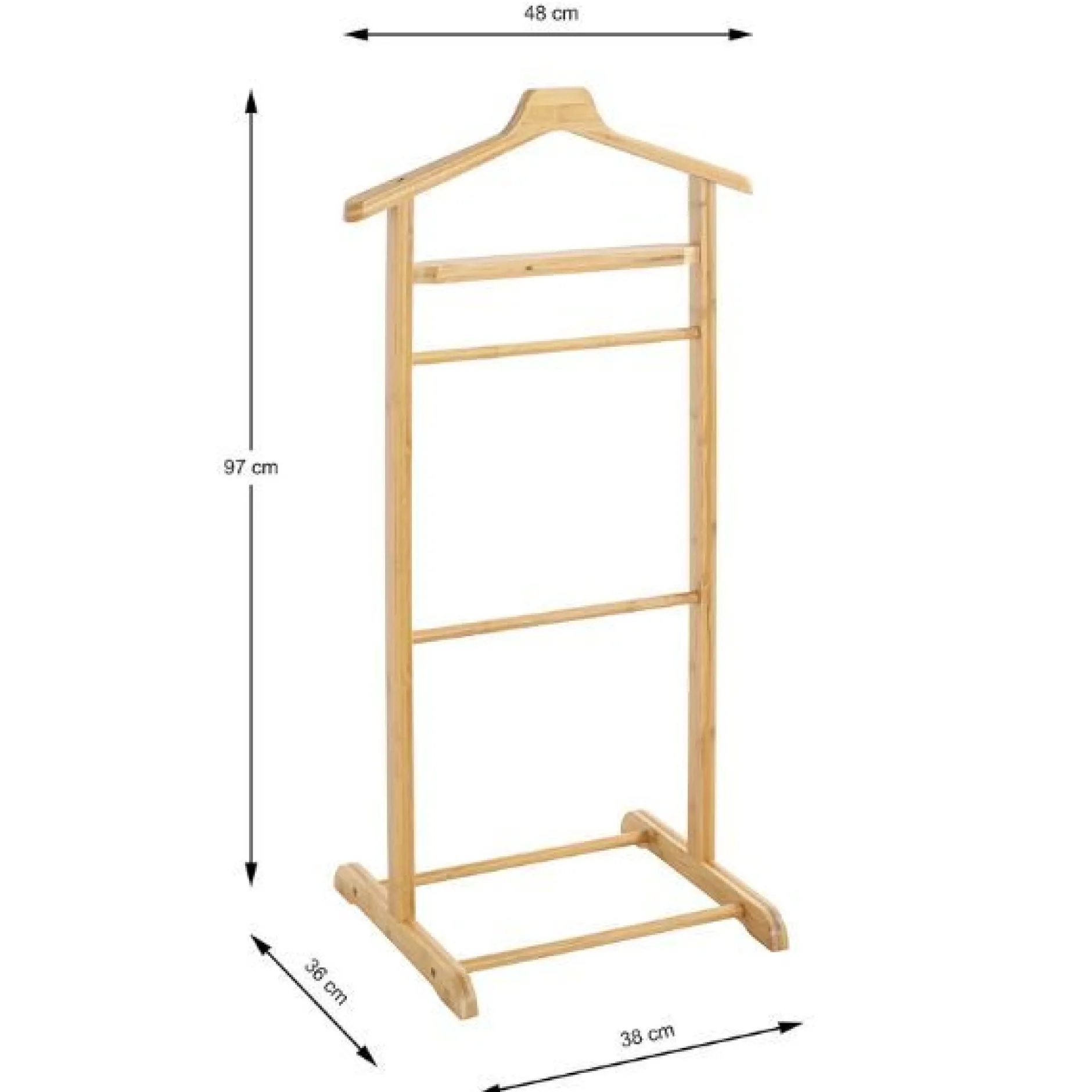 Kleiderständer mit Hosenbügel | Bambusdesign | 10 kg Belastbarkeit