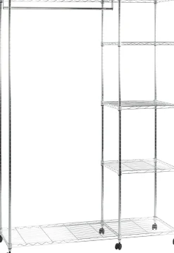 Kleiderwagen | 123 x 45 x 181 cm | Verchromter Stahl | Farbe Silber