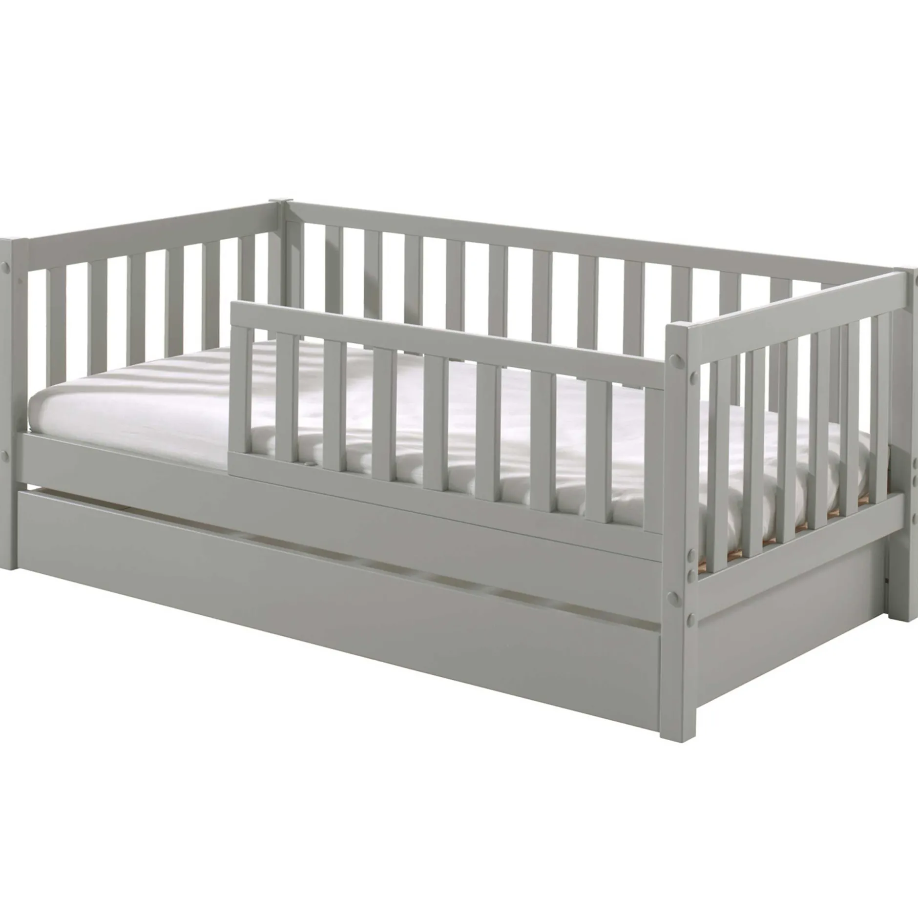 Kleinkindbett Petronille mit Bettkasten 70 x 140cm Kiefer - grau