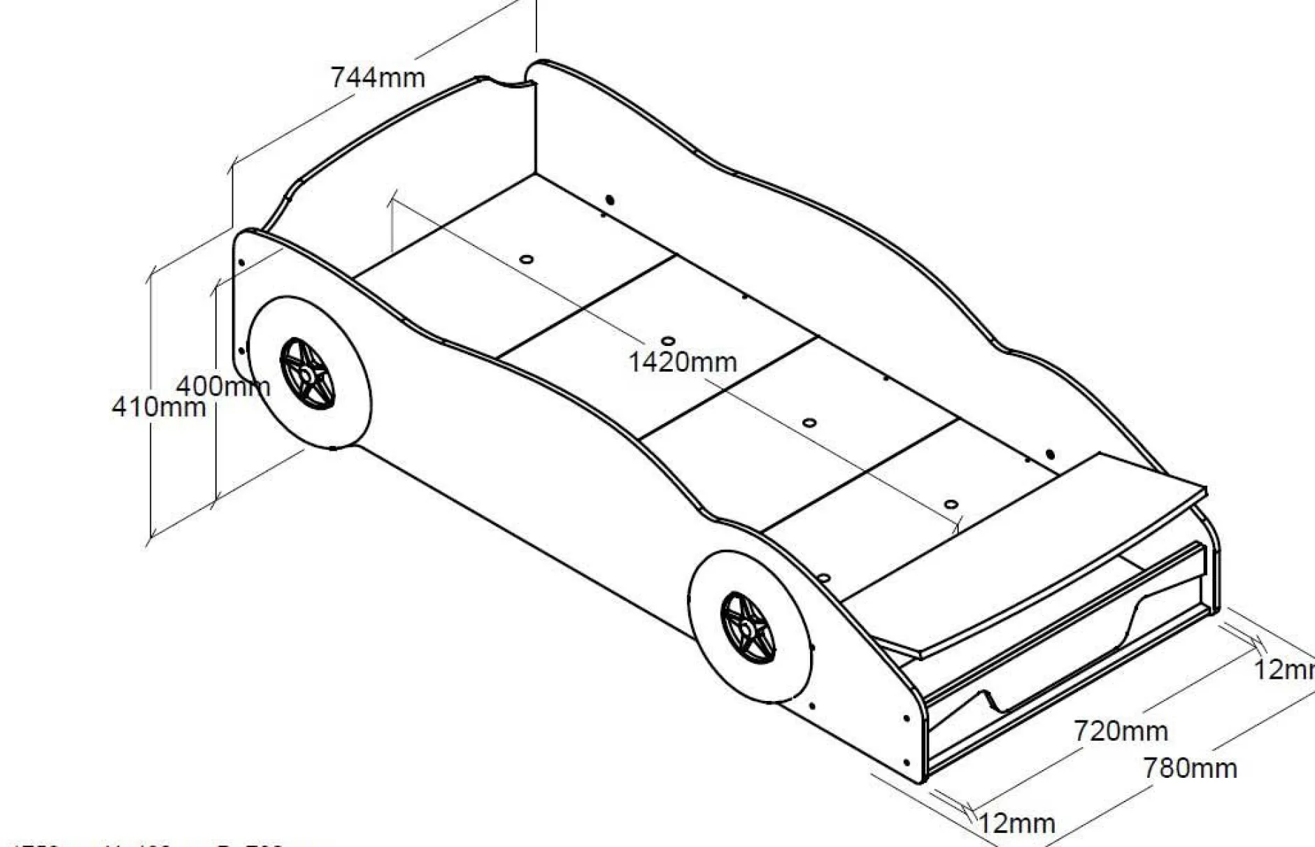 Kleinkindbett Polizeiauto 70x140cm - mit Staufach