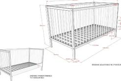 Kleinkinderbett Dino 70x140cm - verstellbar - Buche - Farbe Walnuss