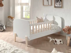 Kleinkinderbett Kiddy 70x140cm mit Bettkasten - weiß/Kiefer