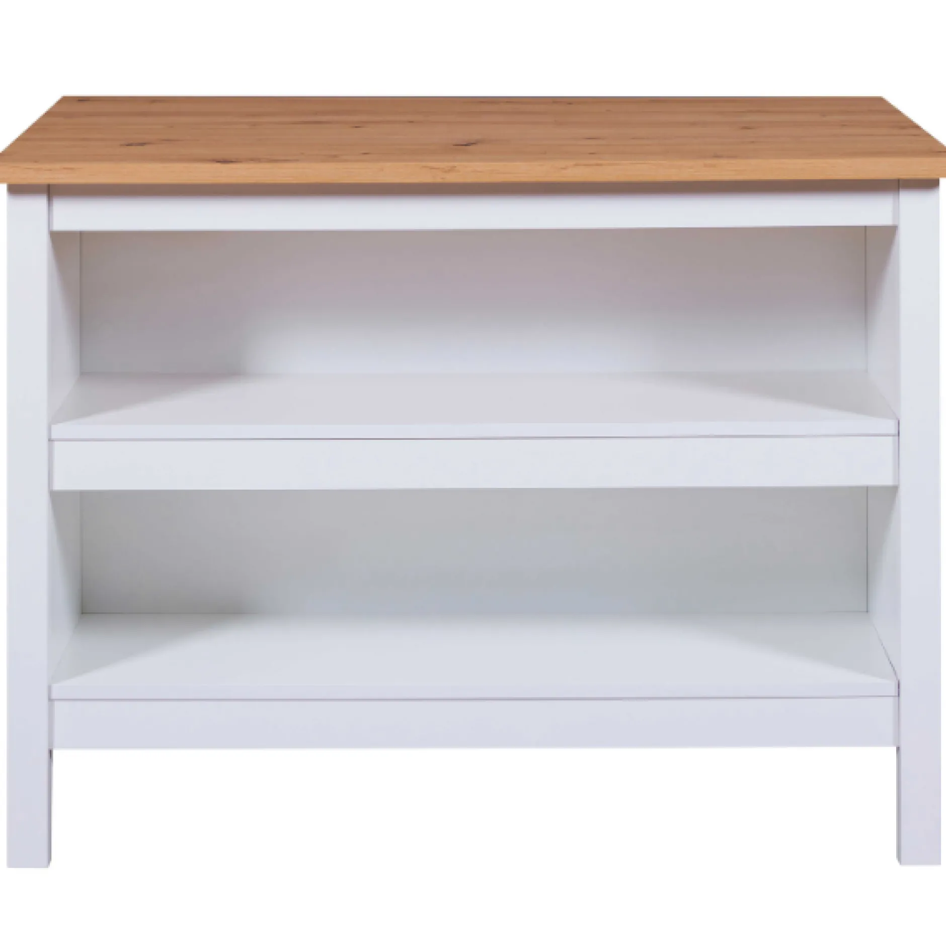 Kochinsel Julina | Platte aus Eichenholz | 124 x 75 x 91,5 cm | Farbe: Weiß