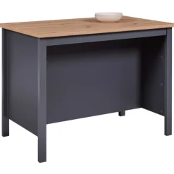 Kochinsel Nellina | Arbeitsplatte aus Eichenholz | 124 x 75 x 91,5 cm | Farbe: Anthrazit