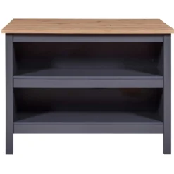 Kochinsel Nellina | Arbeitsplatte aus Eichenholz | 124 x 75 x 91,5 cm | Farbe: Anthrazit