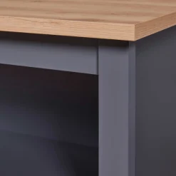 Kochinsel Nellina | Arbeitsplatte aus Eichenholz | 124 x 75 x 91,5 cm | Farbe: Anthrazit