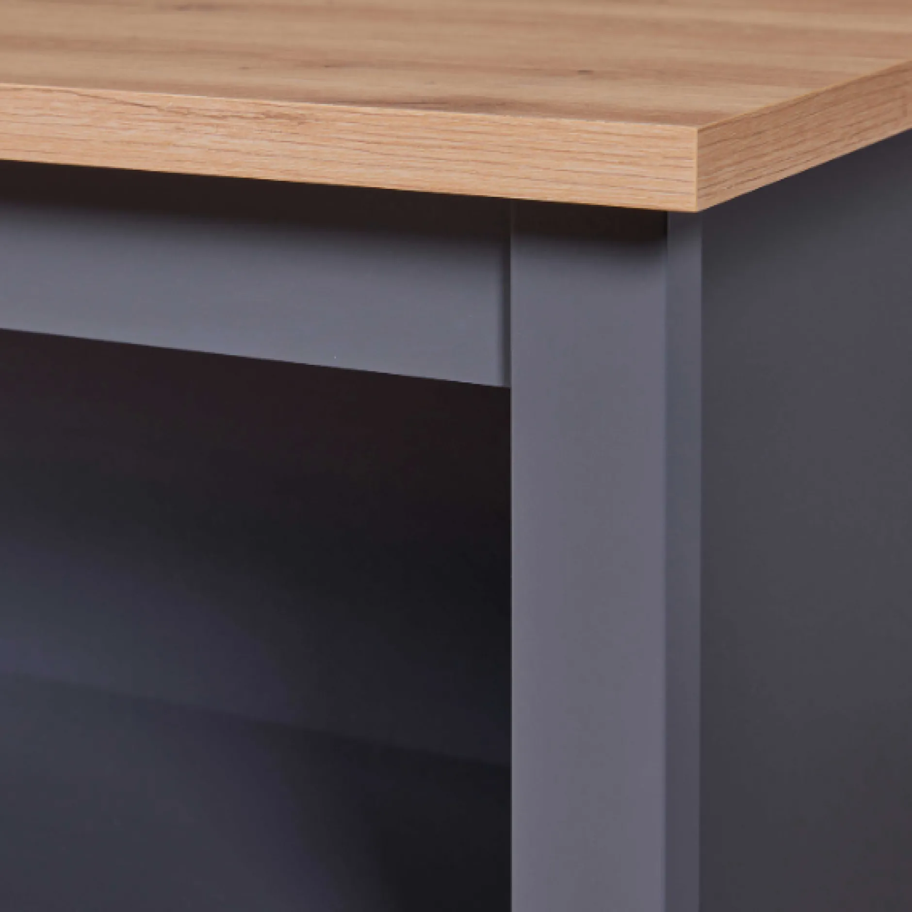 Kochinsel Nellina | Arbeitsplatte aus Eichenholz | 124 x 75 x 91,5 cm | Farbe: Anthrazit