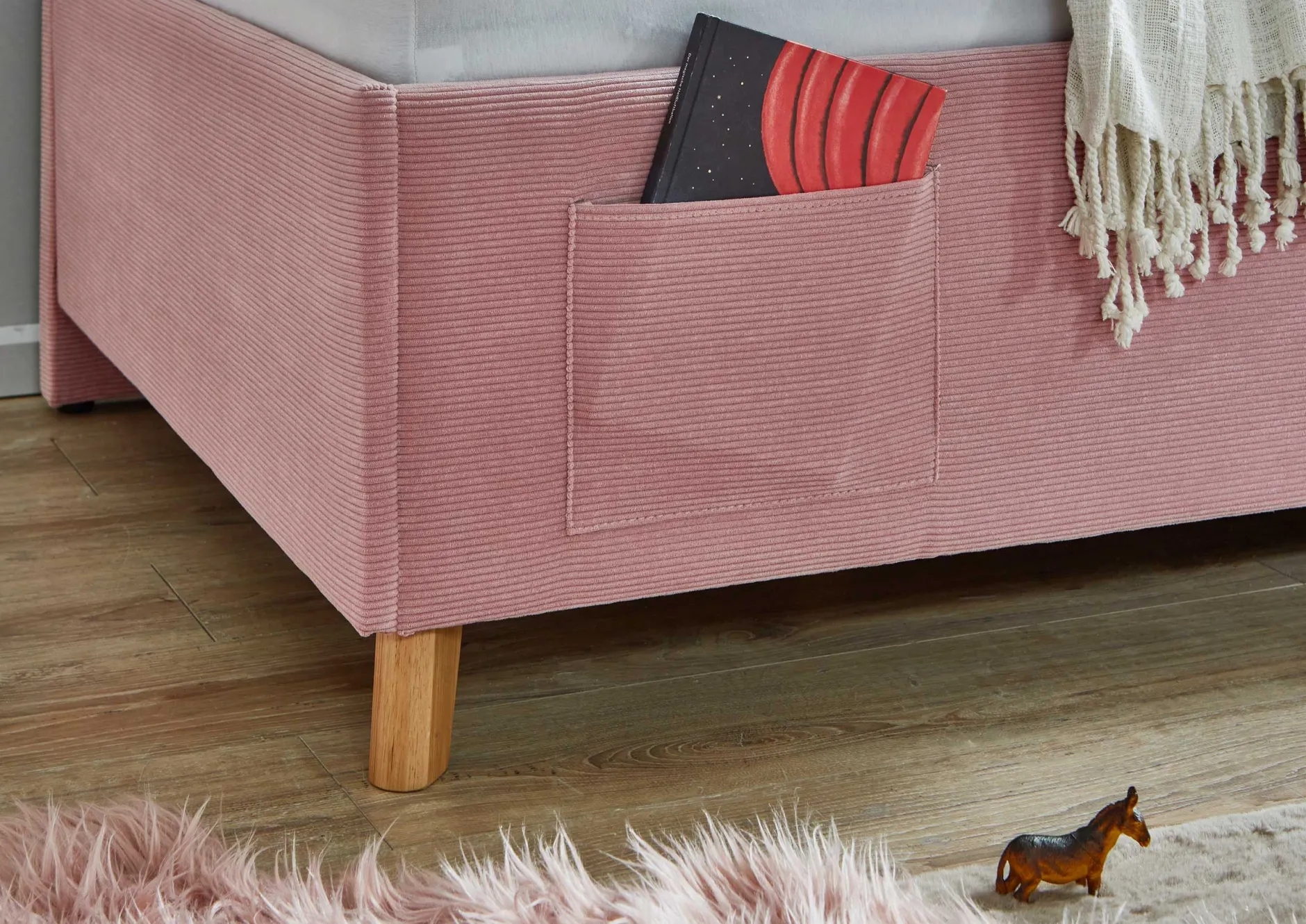 Kofferbett Cool | Mit Rückenlehne | 120 x 200 cm | Rosa Design