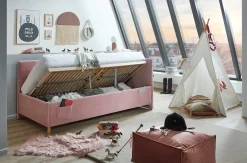 Kofferbett Cool | Mit Rückenlehne | 90 x 200 cm | Rosa Design