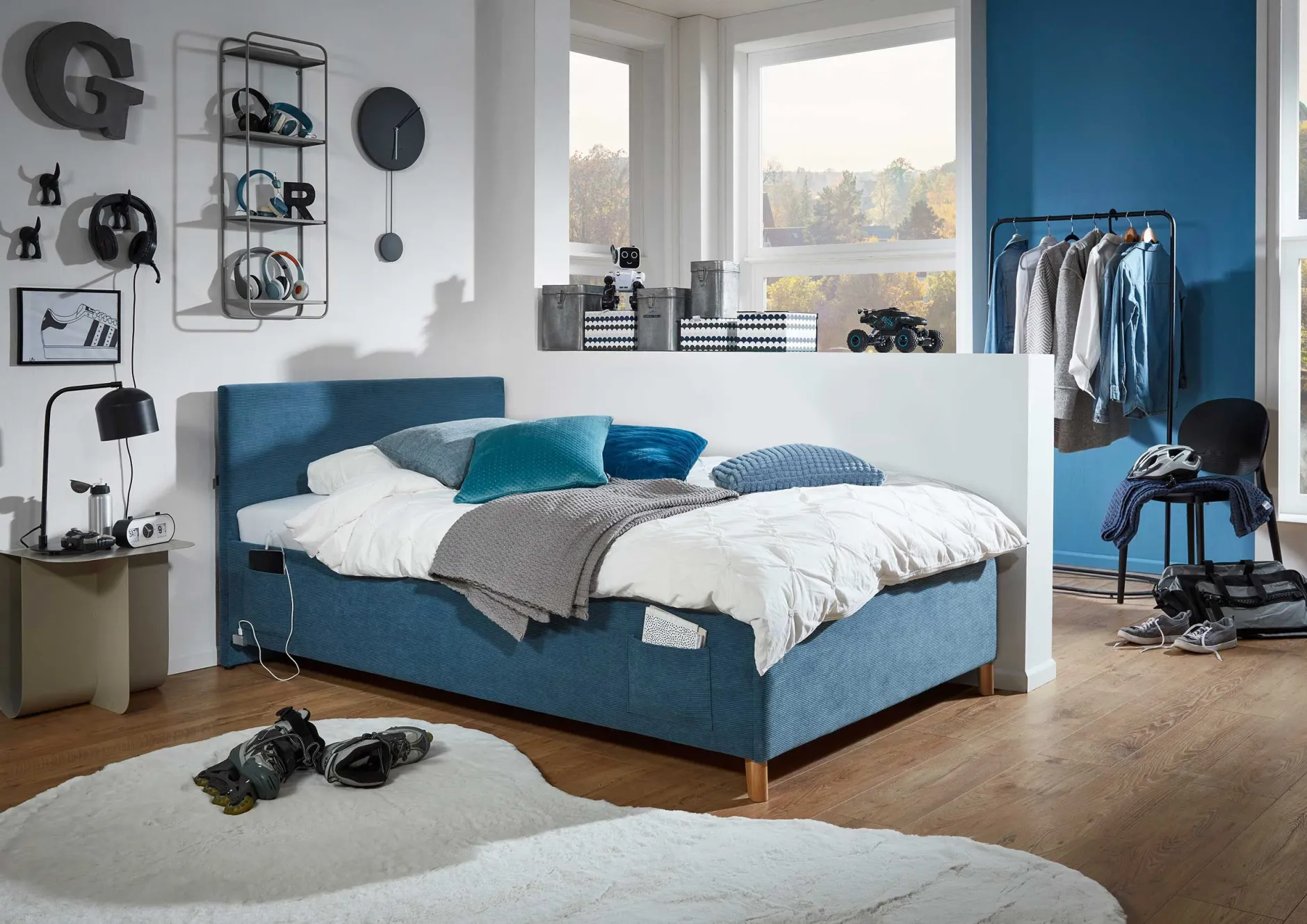 Kofferbett Cool | 140 x 200 cm | Design Blau
