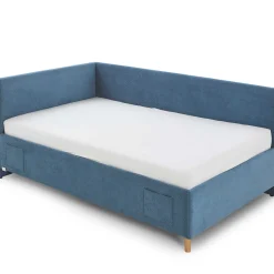 Kofferbett Cool | 120 x 200 cm | Mit Rückenlehne | Blaues Design
