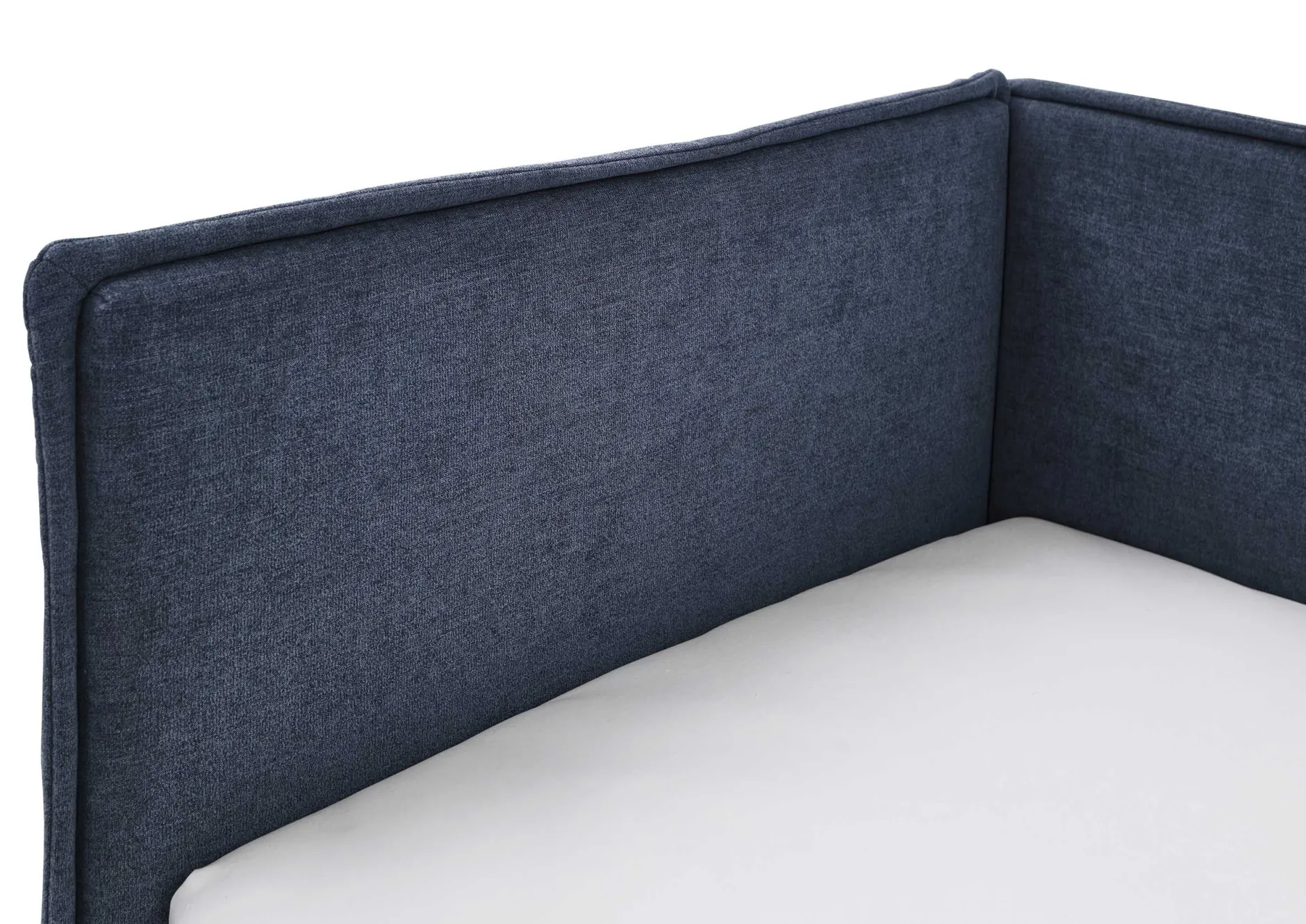 Kofferbett Ollie | Mit Rückenlehne | 120 x 200 cm | marineblaues Design