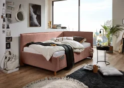 Kofferbett Ollie | Mit Rückenlehne | 90 x 200 cm | Rosa Design