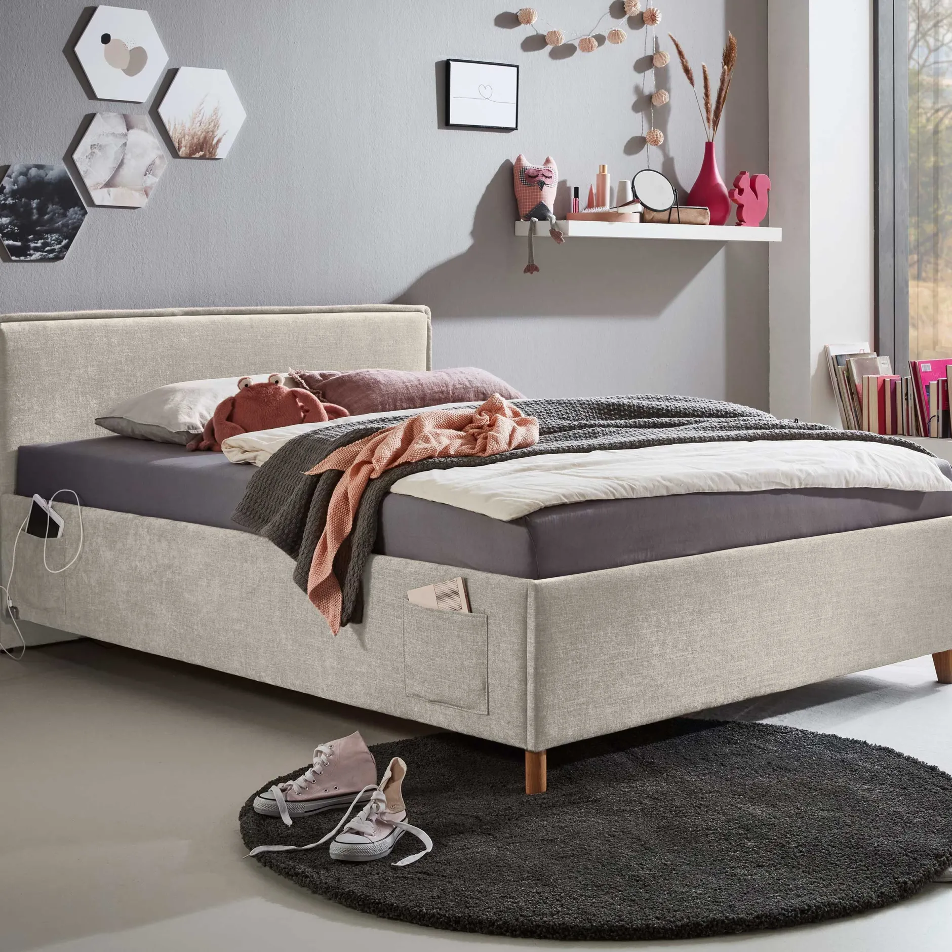 Kofferbett Ollie | 120 x 200 cm | Design Beige
