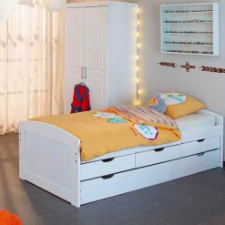 Kojenbett Thomas 200 mit Schubladen und Zusatzbett - white wash