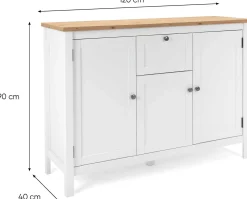 Kommode Berge 120cm 3 Türen und 1 Schublade - weiß/Eiche