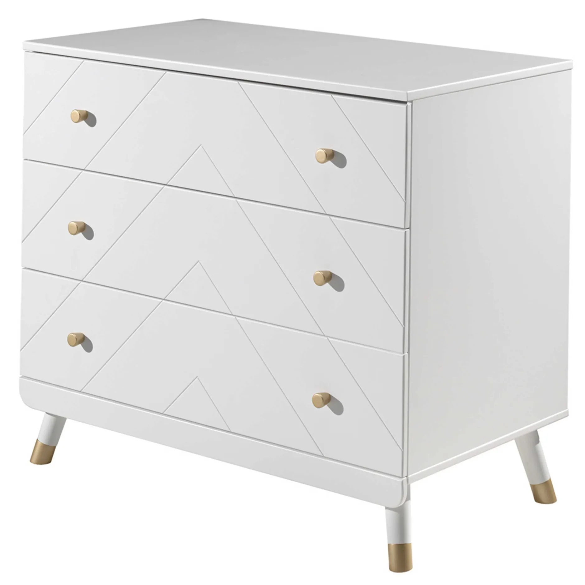 Kommode Billy 100x57x89cm 3 Schubladen - weiß/gold