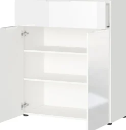 Kommode Dudek 83cm mit 2 Türen und 1 Schublade - weiß