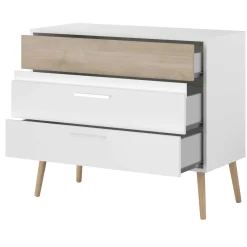 Kommode Hardy 91cm mit 3 Schubladen - Molke/Eiche