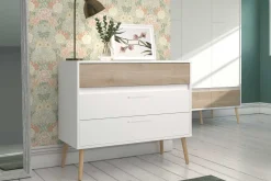 Kommode Hardy 91cm mit 3 Schubladen - Molke/Eiche