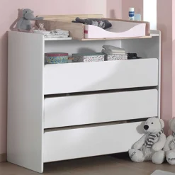 Kommode Kiddy 90x72x106cm mit Wickeltisch 3 Schubladen - weiß