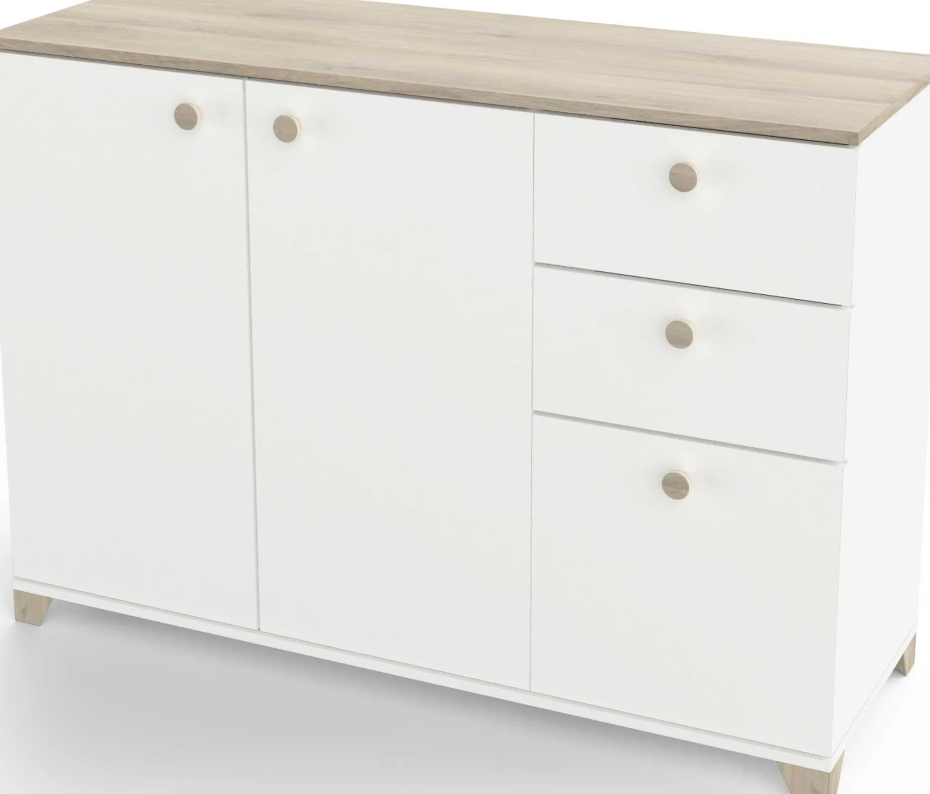 Kommode Liva-Kronberg Eiche/Mattweiß